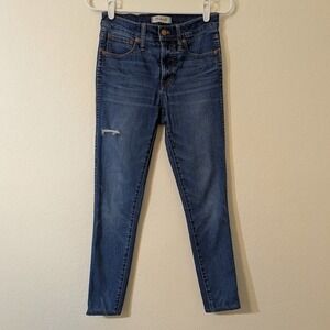 Madewell Women's 9" High-Rise‎ Skinny Jeans Blue Dark Wash Stretch Denim Size 26